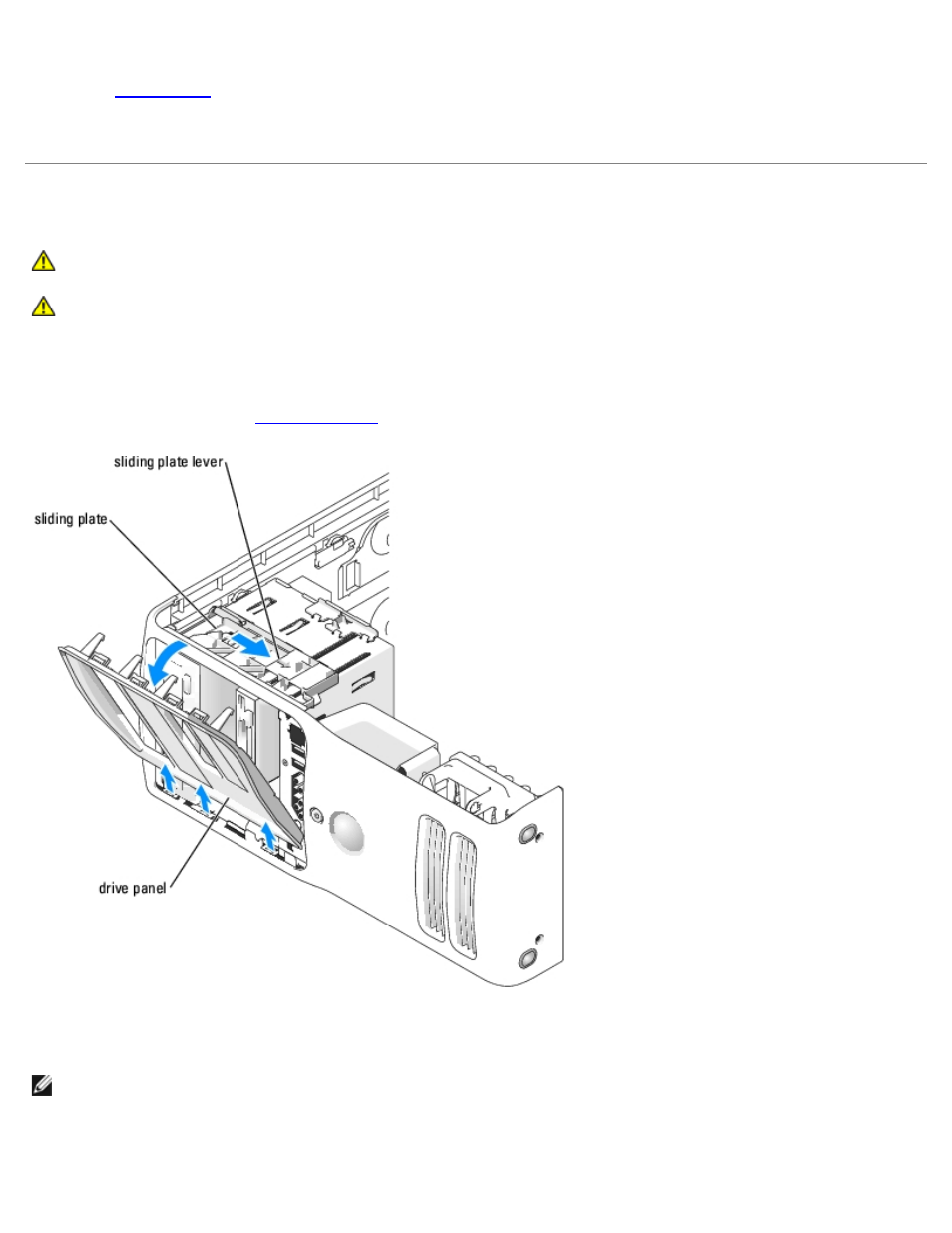 Drive panels, Removing the drive panel | Dell XPS 400/Dimension 9150 User Manual | Page 41 / 69