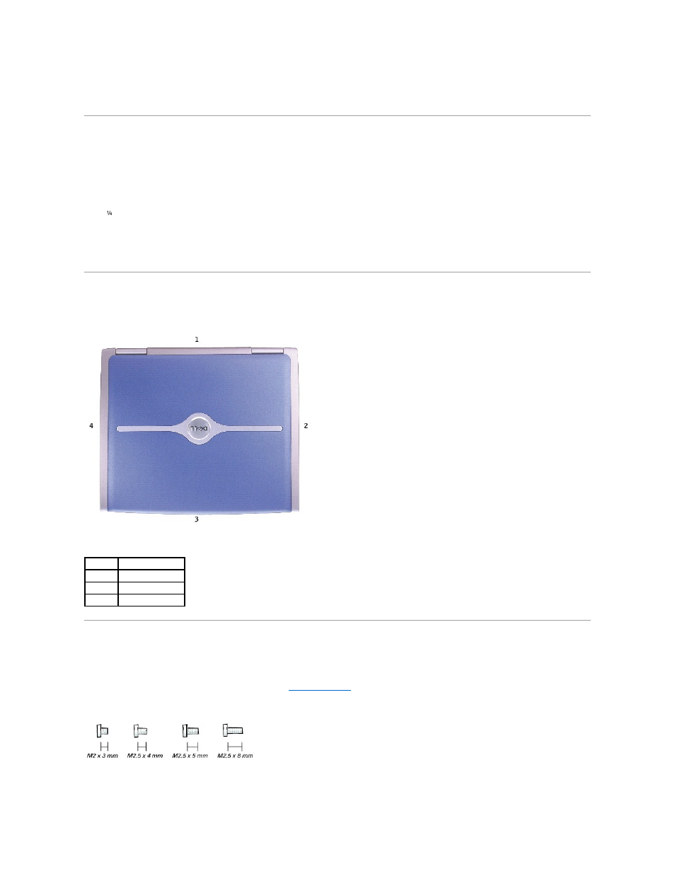 Recommended tools, Computer orientation, Screw identification | Dell Inspiron 1100 User Manual | Page 4 / 40