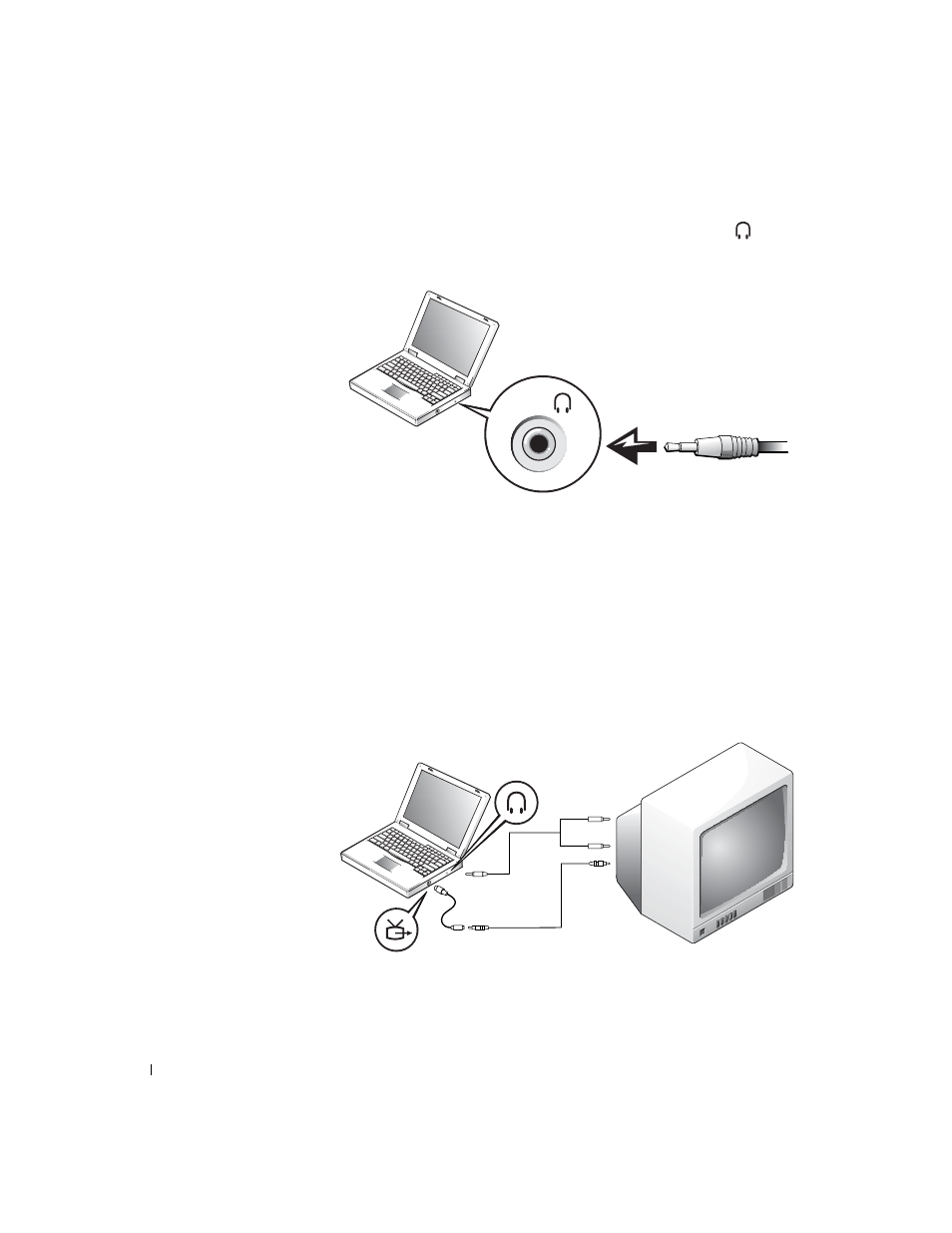 Composite video connection | Dell Inspiron 4150 User Manual | Page 44 / 144