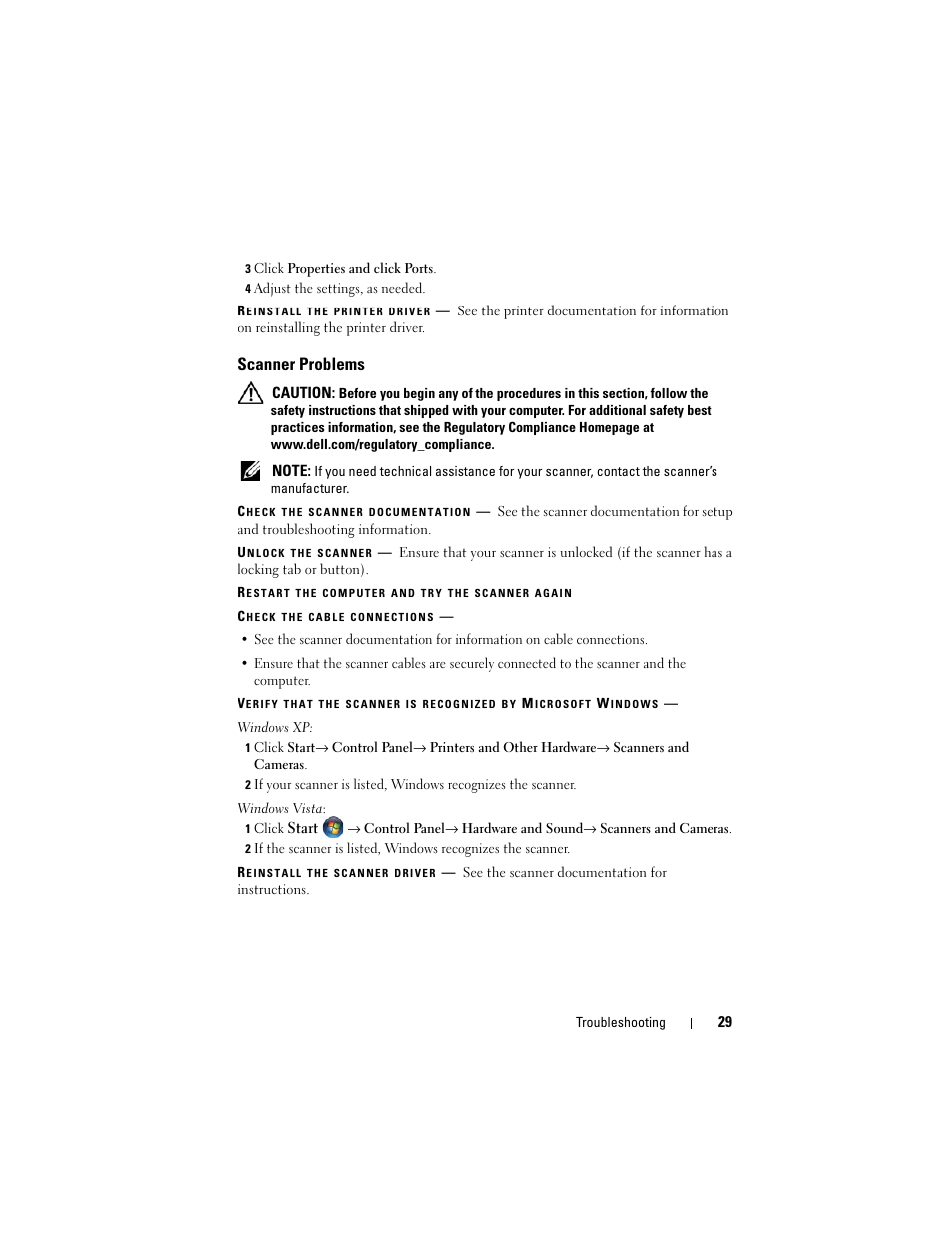 Scanner problems | Dell Vostro 220s (Late 2008) User Manual | Page 29 / 138