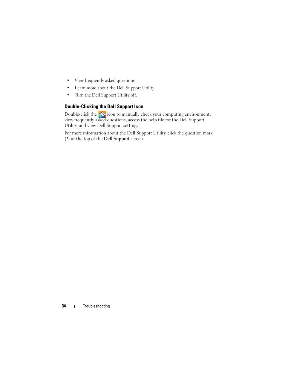 Double-clicking the dell support icon | Dell Vostro 220s (Late 2008) User Manual | Page 34 / 138