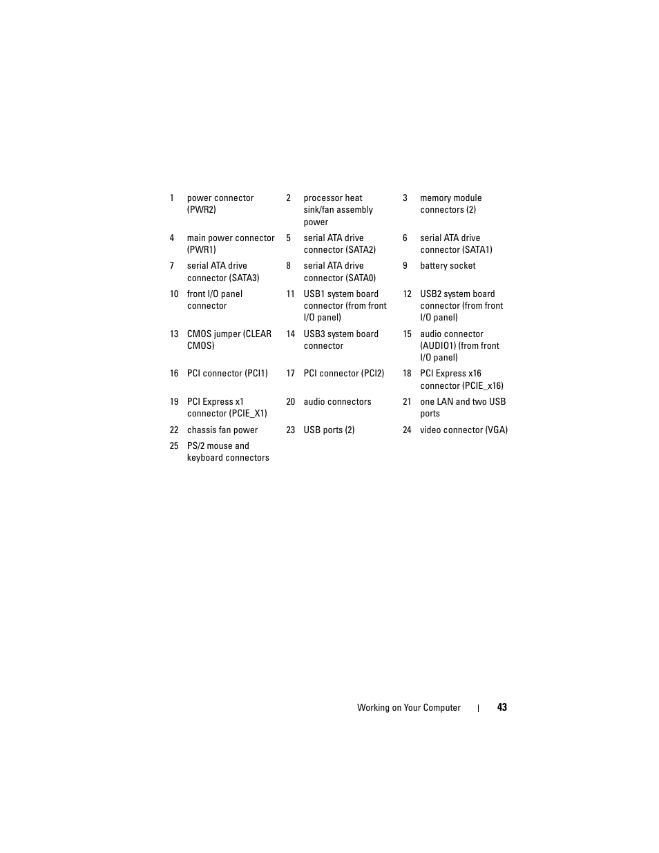Dell Vostro 220s (Late 2008) User Manual | Page 43 / 138