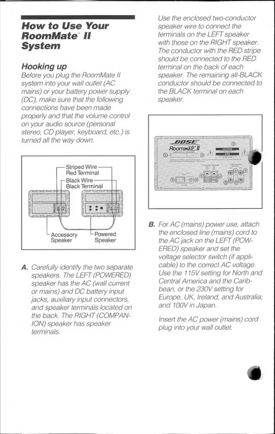 How to use your roommate' ii system | Bose RoomMate II User Manual | Page 4 / 8