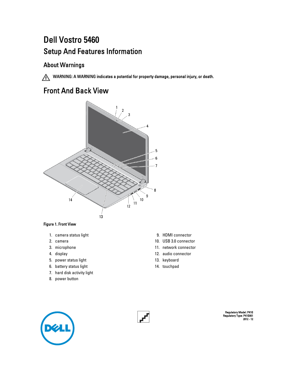 Dell Vostro 5460 (Late 2012) User Manual | 5 pages