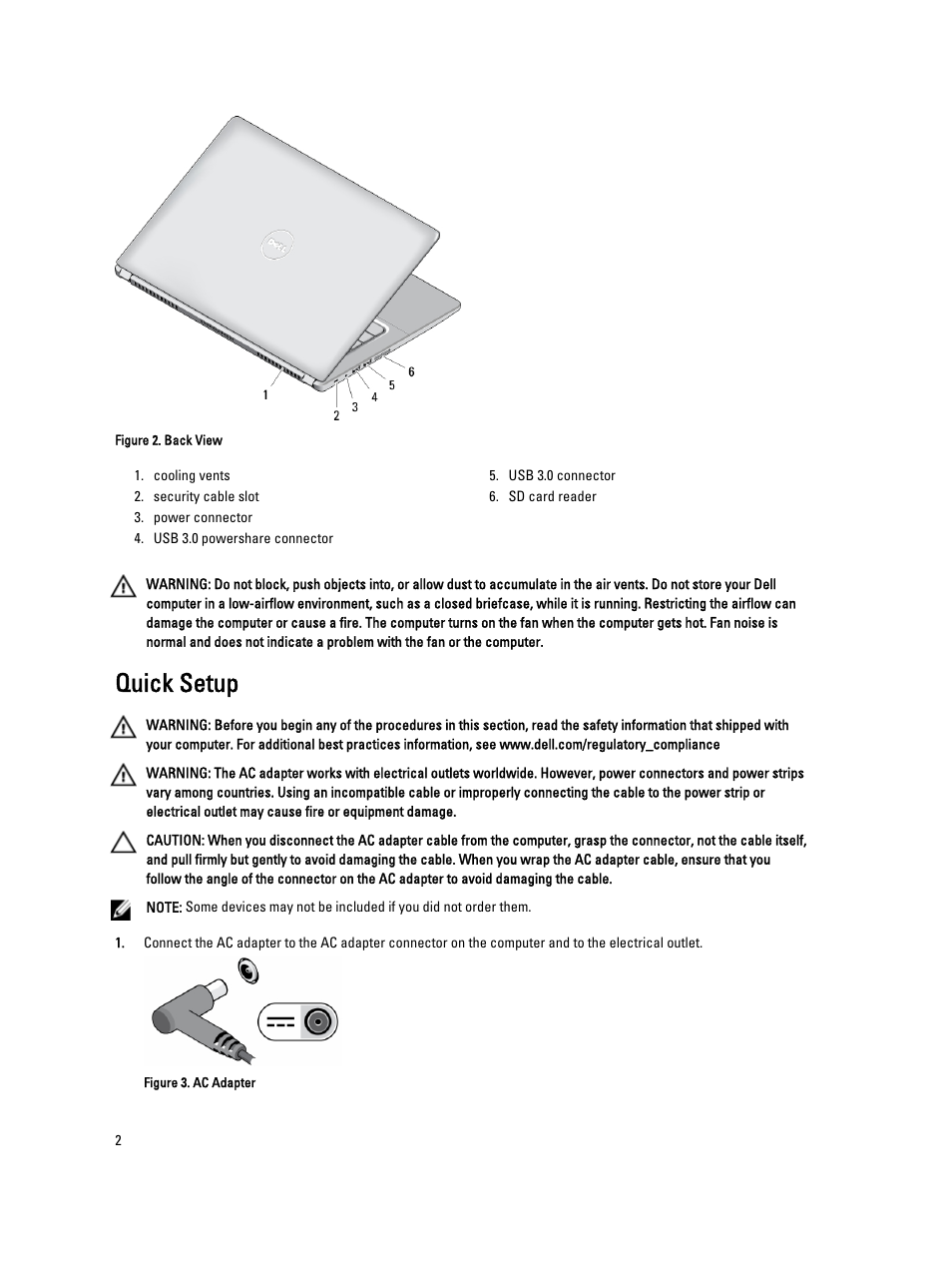 Quick setup | Dell Vostro 5460 (Late 2012) User Manual | Page 2 / 5