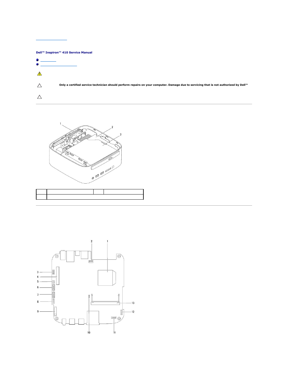 Technical overview, Inside view, System board components | Top view | Dell Inspiron Zino HD (410, Mid 2010) User Manual | Page 40 / 45