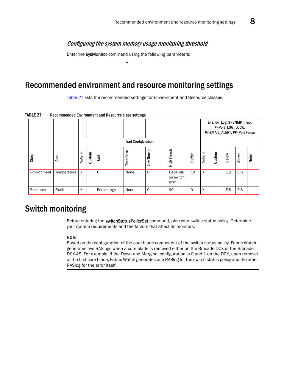 Switch monitoring, Table 27 | Dell POWEREDGE M1000E User Manual | Page 101 / 126