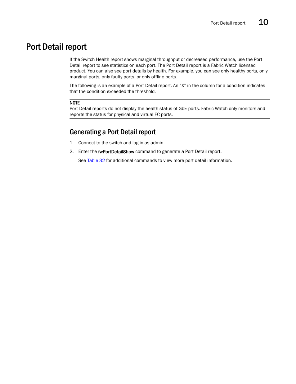 Port detail report, Generating a port detail report | Dell POWEREDGE M1000E User Manual | Page 121 / 126