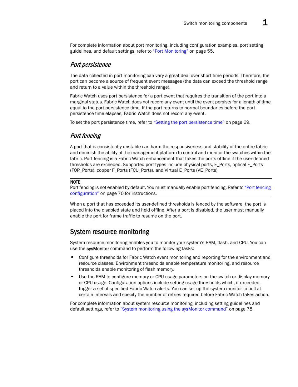 System resource monitoring, Port persistence, Port fencing | Dell POWEREDGE M1000E User Manual | Page 27 / 126