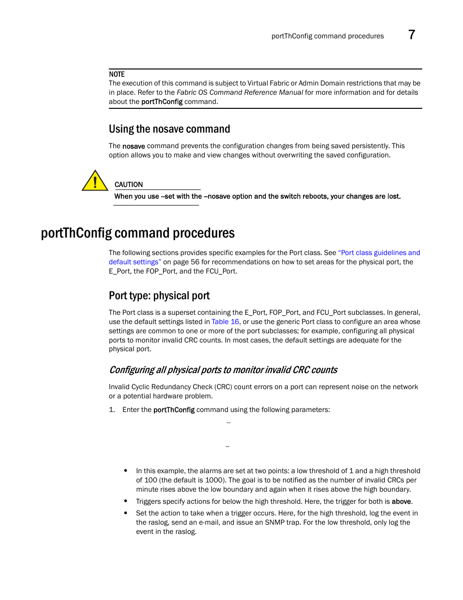 Using the nosave command, Portthconfig command procedures, Port type: physical port | Dell POWEREDGE M1000E User Manual | Page 79 / 126