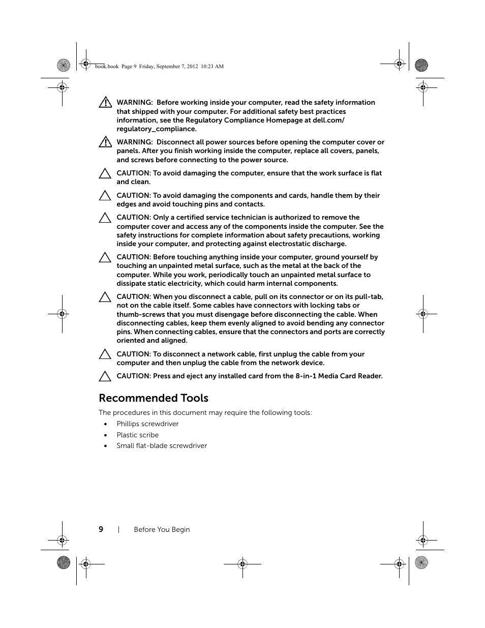 Recommended tools | Dell Inspiron M421R (Late 2012) User Manual | Page 10 / 110