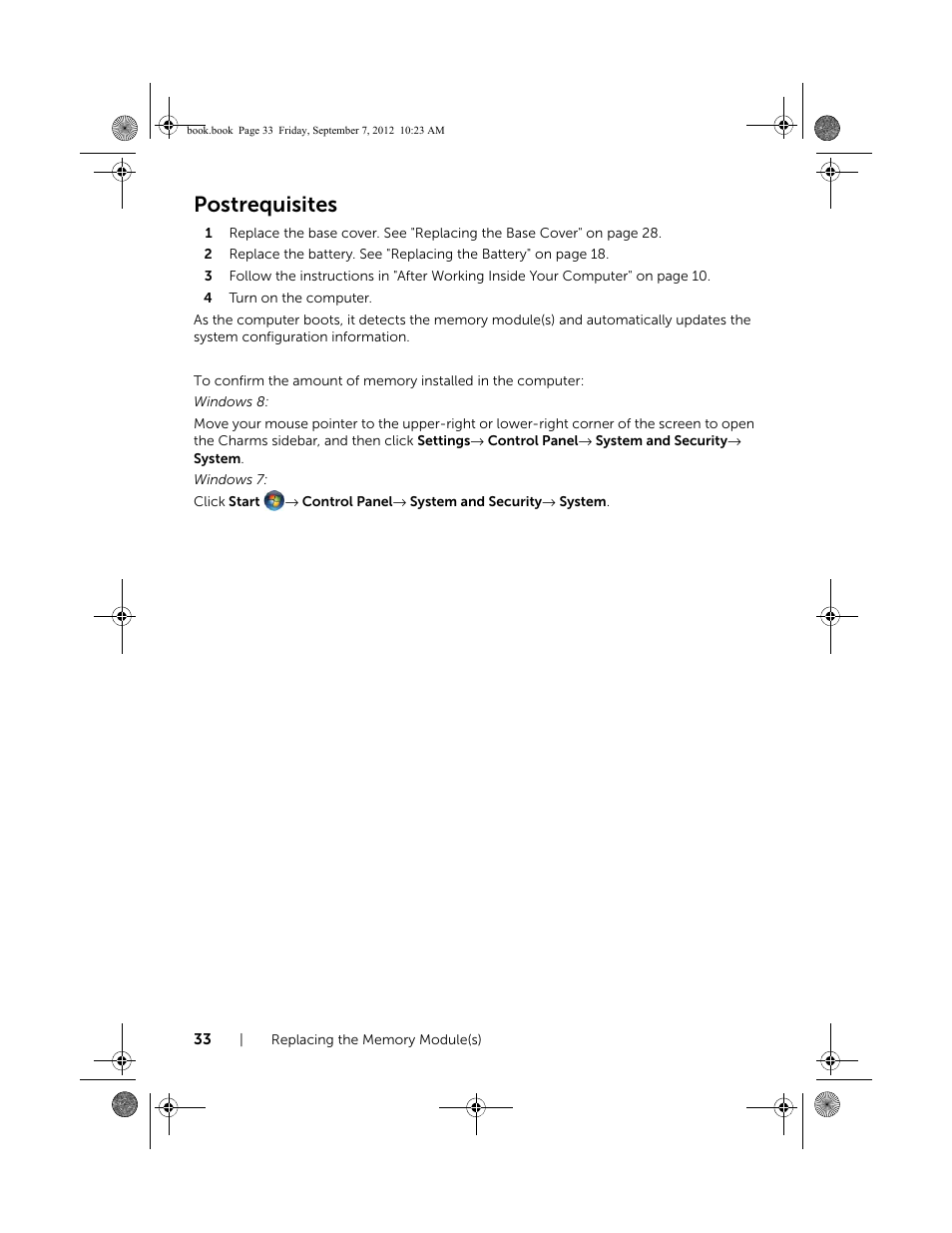 Postrequisites | Dell Inspiron M421R (Late 2012) User Manual | Page 34 / 110