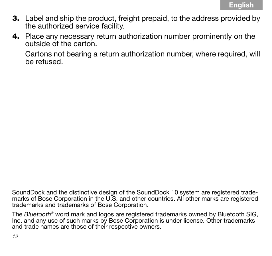 Bose SoundDock AM316536 User Manual | Page 12 / 14