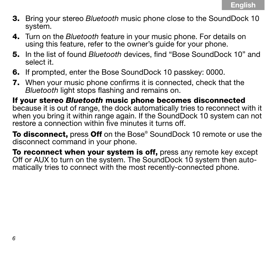 Bose SoundDock AM316536 User Manual | Page 6 / 14