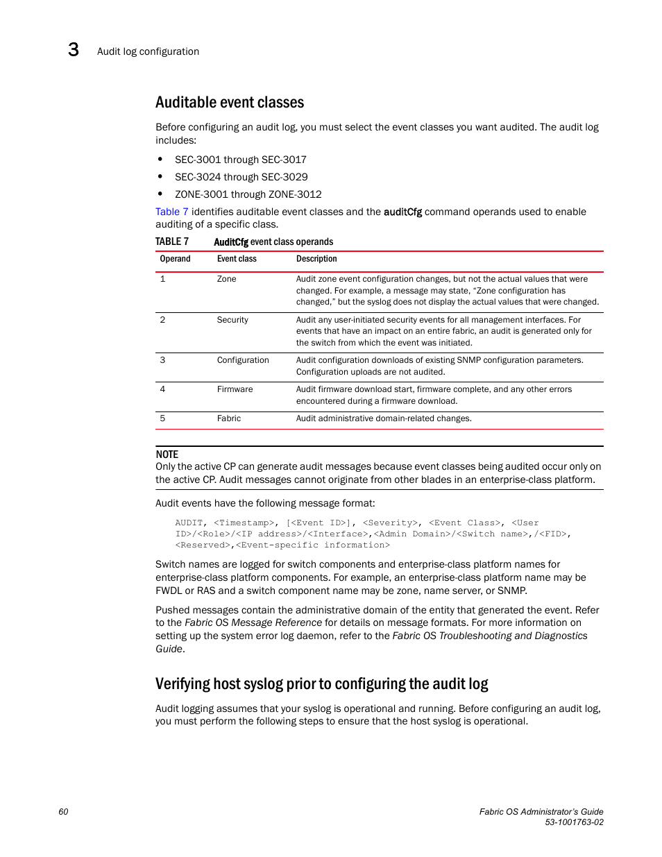 Auditable event classes, Table 7 | Dell POWEREDGE M1000E User Manual | Page 100 / 586