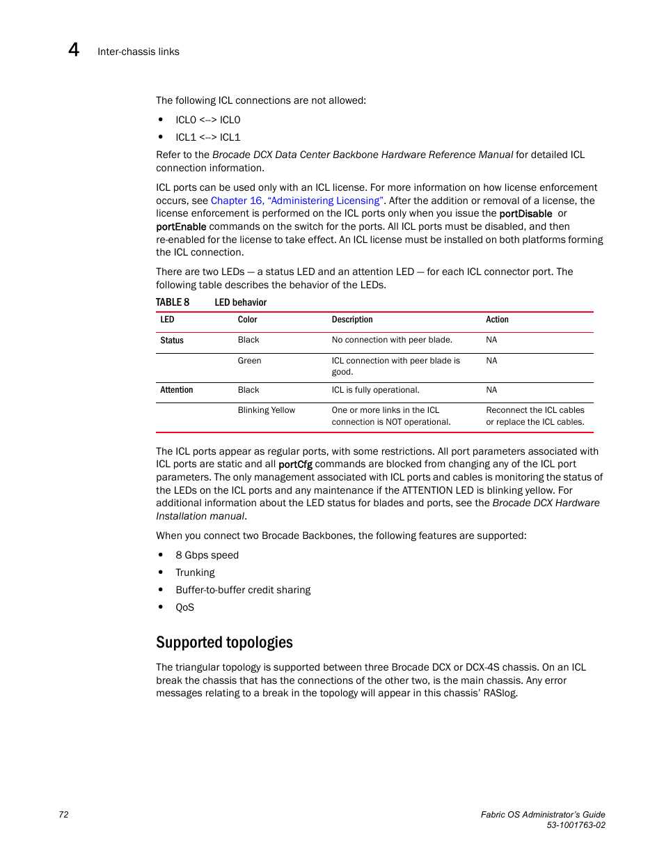 Supported topologies, Table 8 | Dell POWEREDGE M1000E User Manual | Page 112 / 586