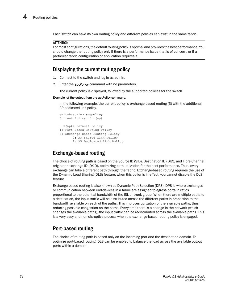Displaying the current routing policy, Exchange-based routing, Port-based routing | Port-based, Routing | Dell POWEREDGE M1000E User Manual | Page 114 / 586