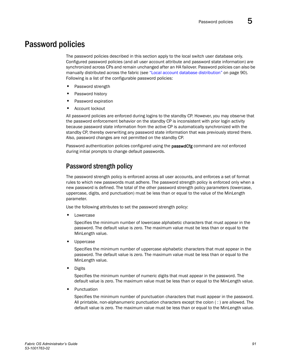 Password policies, Password strength policy | Dell POWEREDGE M1000E User Manual | Page 131 / 586