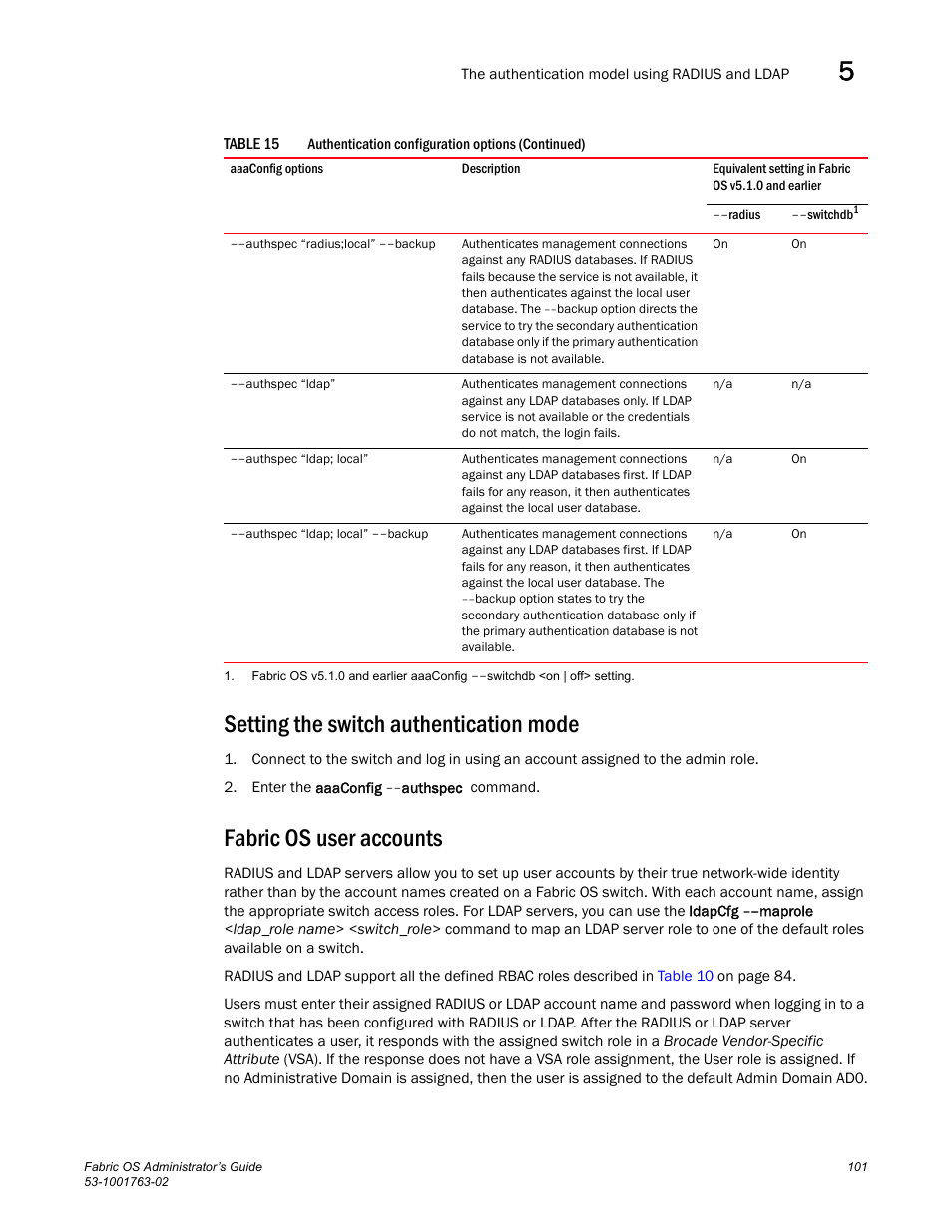 Setting the switch authentication mode, Fabric os user accounts | Dell POWEREDGE M1000E User Manual | Page 141 / 586