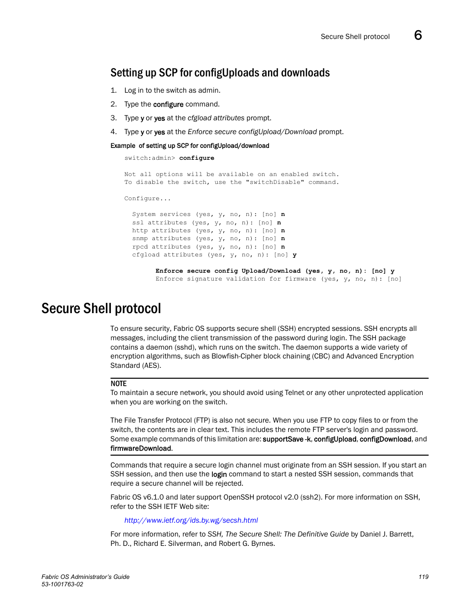 Setting up scp for configuploads and downloads, Secure shell protocol | Dell POWEREDGE M1000E User Manual | Page 159 / 586