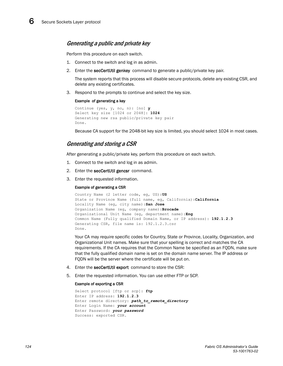 Generating a public and private key, Generating and storing a csr | Dell POWEREDGE M1000E User Manual | Page 164 / 586