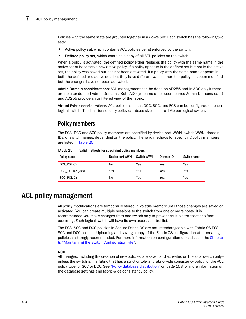 Policy members, Acl policy management, Table 25 | Dell POWEREDGE M1000E User Manual | Page 174 / 586