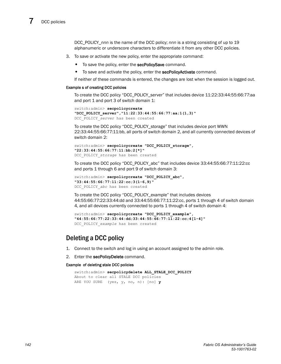 Deleting a dcc policy | Dell POWEREDGE M1000E User Manual | Page 182 / 586