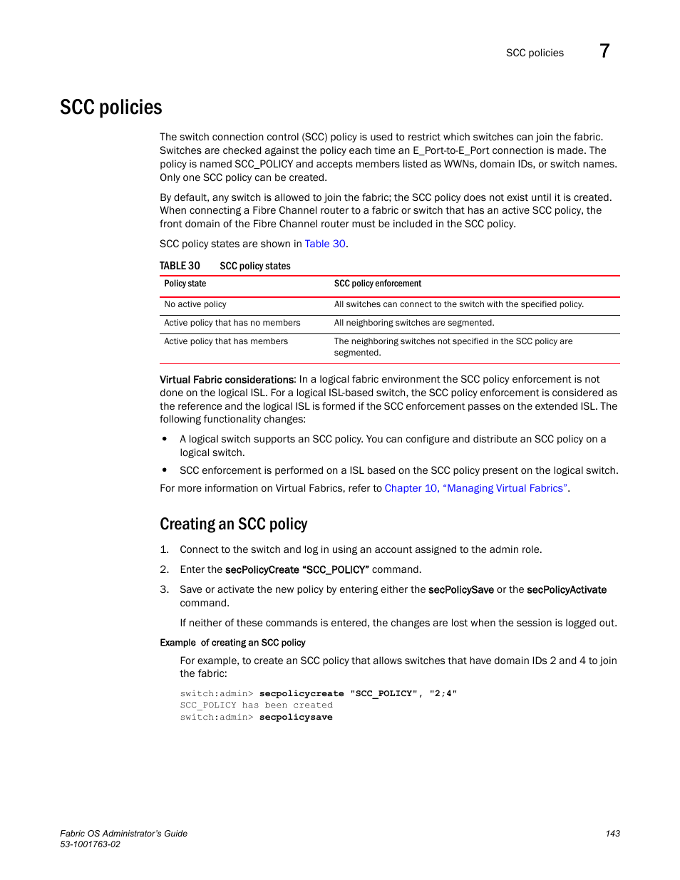 Scc policies, Creating an scc policy, Table 30 | Dell POWEREDGE M1000E User Manual | Page 183 / 586