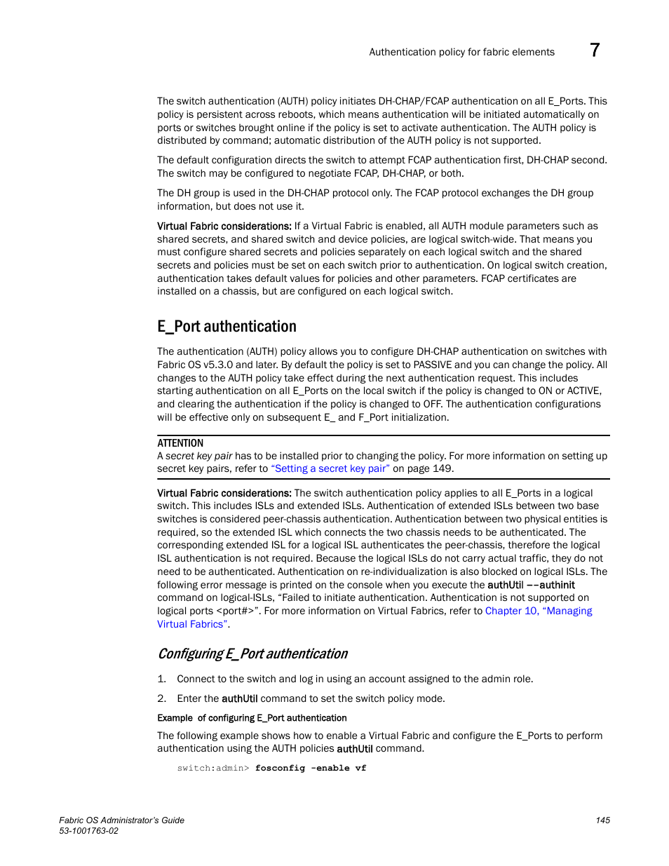 E_port authentication, Configuring e_port authentication | Dell POWEREDGE M1000E User Manual | Page 185 / 586