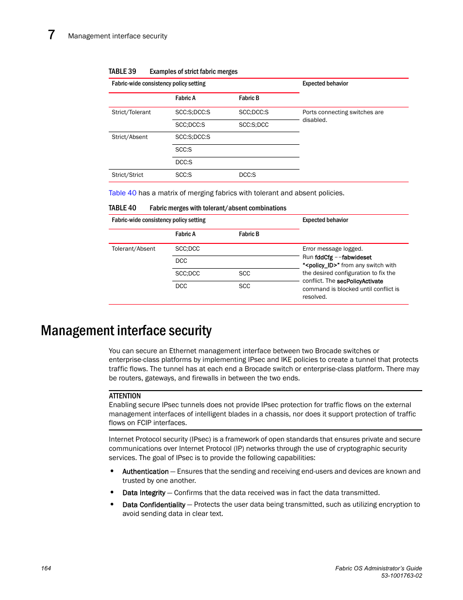 Management interface security, Table 39, Table 40 | Dell POWEREDGE M1000E User Manual | Page 204 / 586