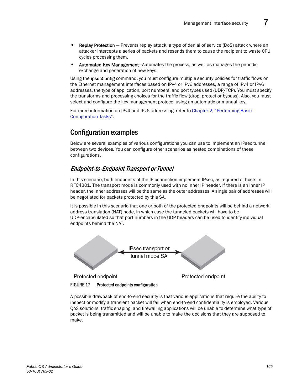 Configuration examples, Figure 17, Protec | Endpoint-to-endpoint transport or tunnel | Dell POWEREDGE M1000E User Manual | Page 205 / 586