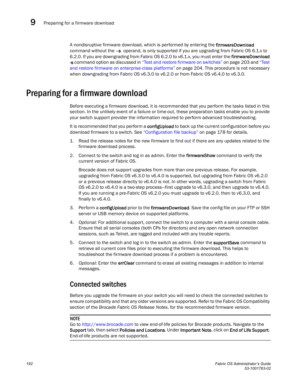 Preparing for a firmware download, Connected switches | Dell POWEREDGE M1000E User Manual | Page 232 / 586