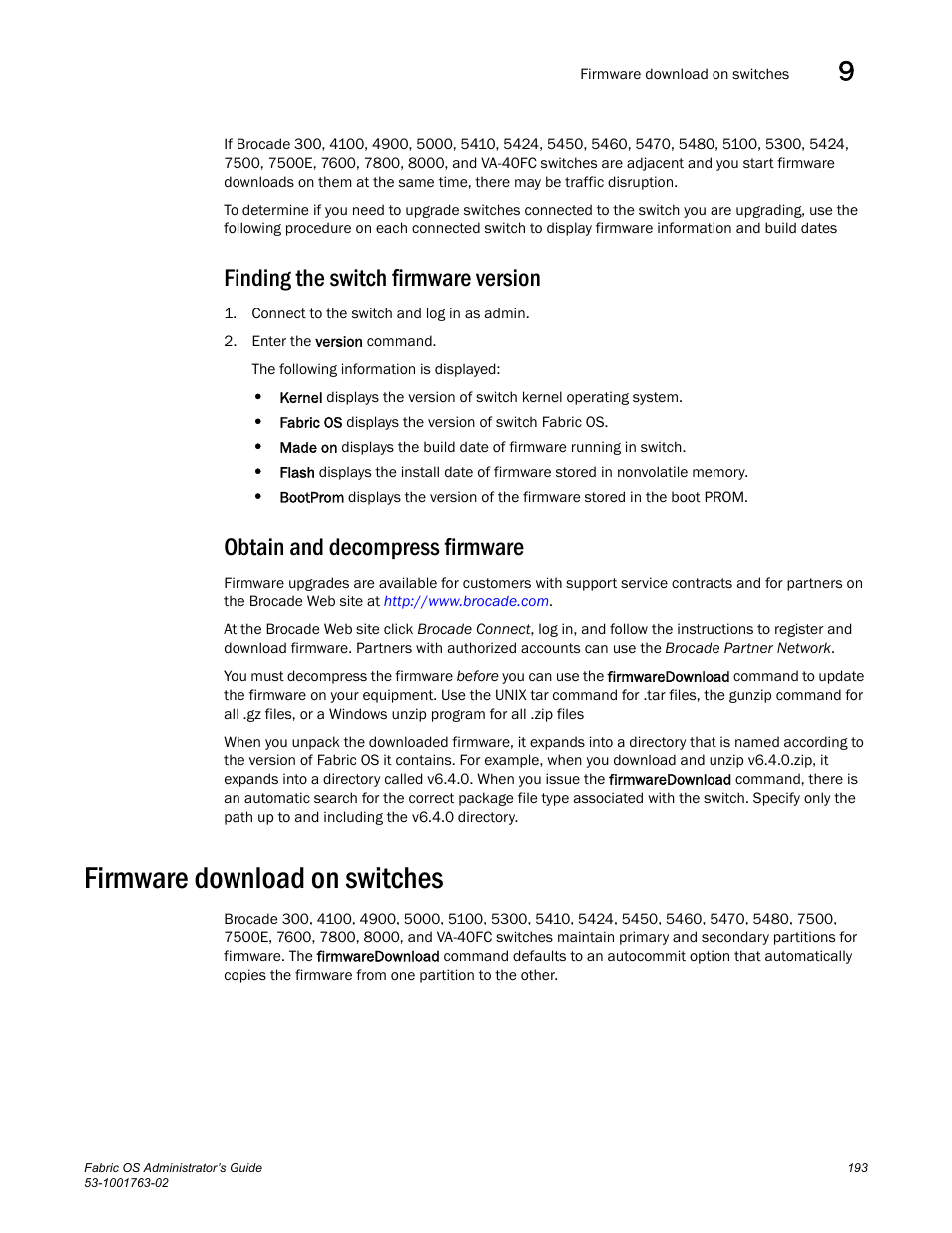 Finding the switch firmware version, Obtain and decompress firmware, Firmware download on switches | Dell POWEREDGE M1000E User Manual | Page 233 / 586