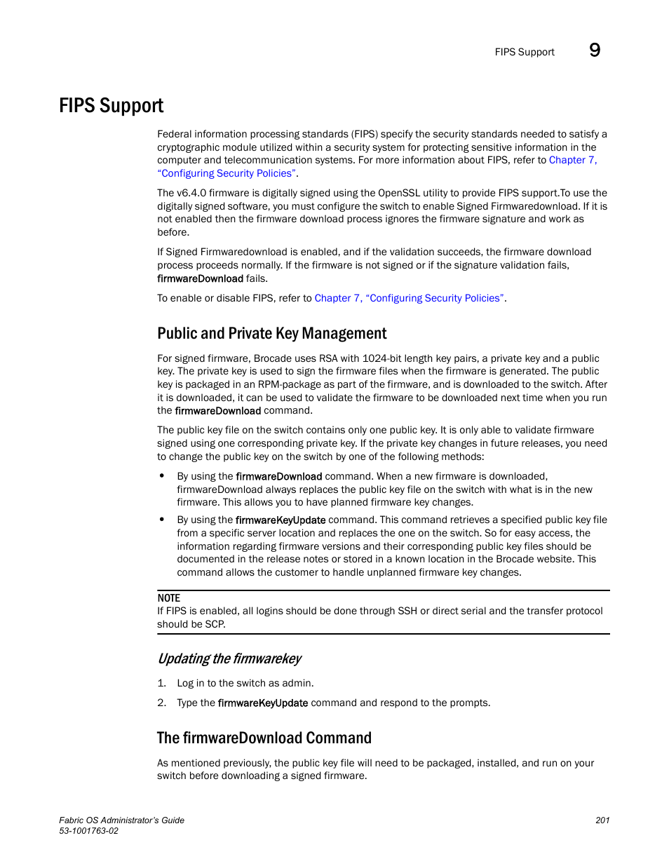 Fips support, Public and private key management, The firmwaredownload command | Updating the firmwarekey | Dell POWEREDGE M1000E User Manual | Page 241 / 586