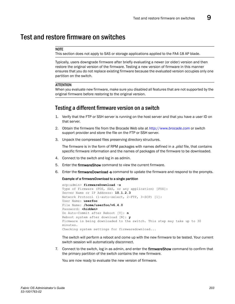 Test and restore firmware on switches, Testing a different firmware version on a switch | Dell POWEREDGE M1000E User Manual | Page 243 / 586