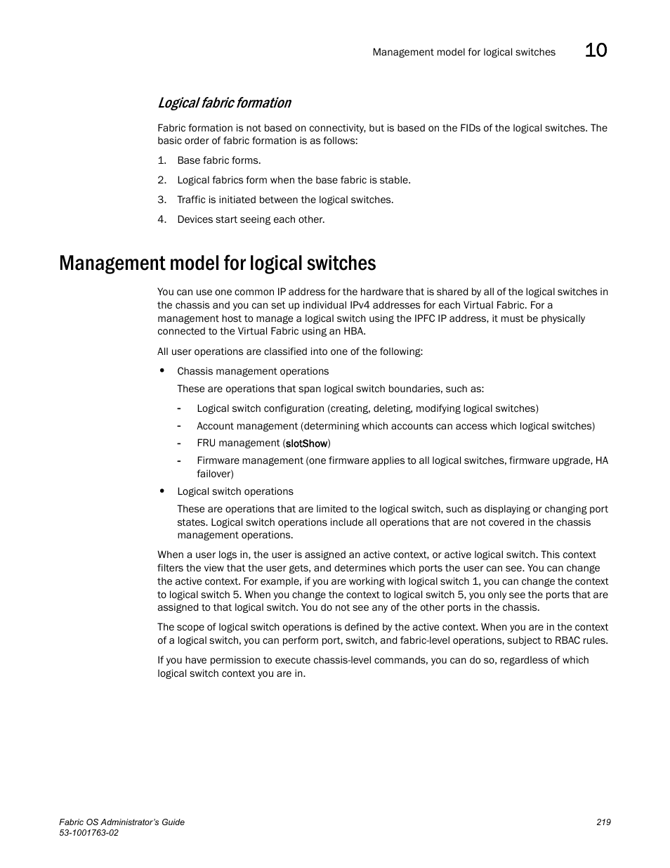 Management model for logical switches, Logical fabric formation | Dell POWEREDGE M1000E User Manual | Page 259 / 586