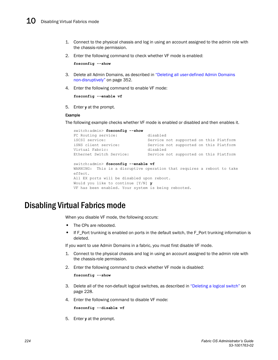 Disabling virtual fabrics mode | Dell POWEREDGE M1000E User Manual | Page 264 / 586