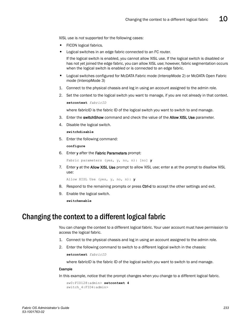 Changing the context to a different logical fabric | Dell POWEREDGE M1000E User Manual | Page 273 / 586
