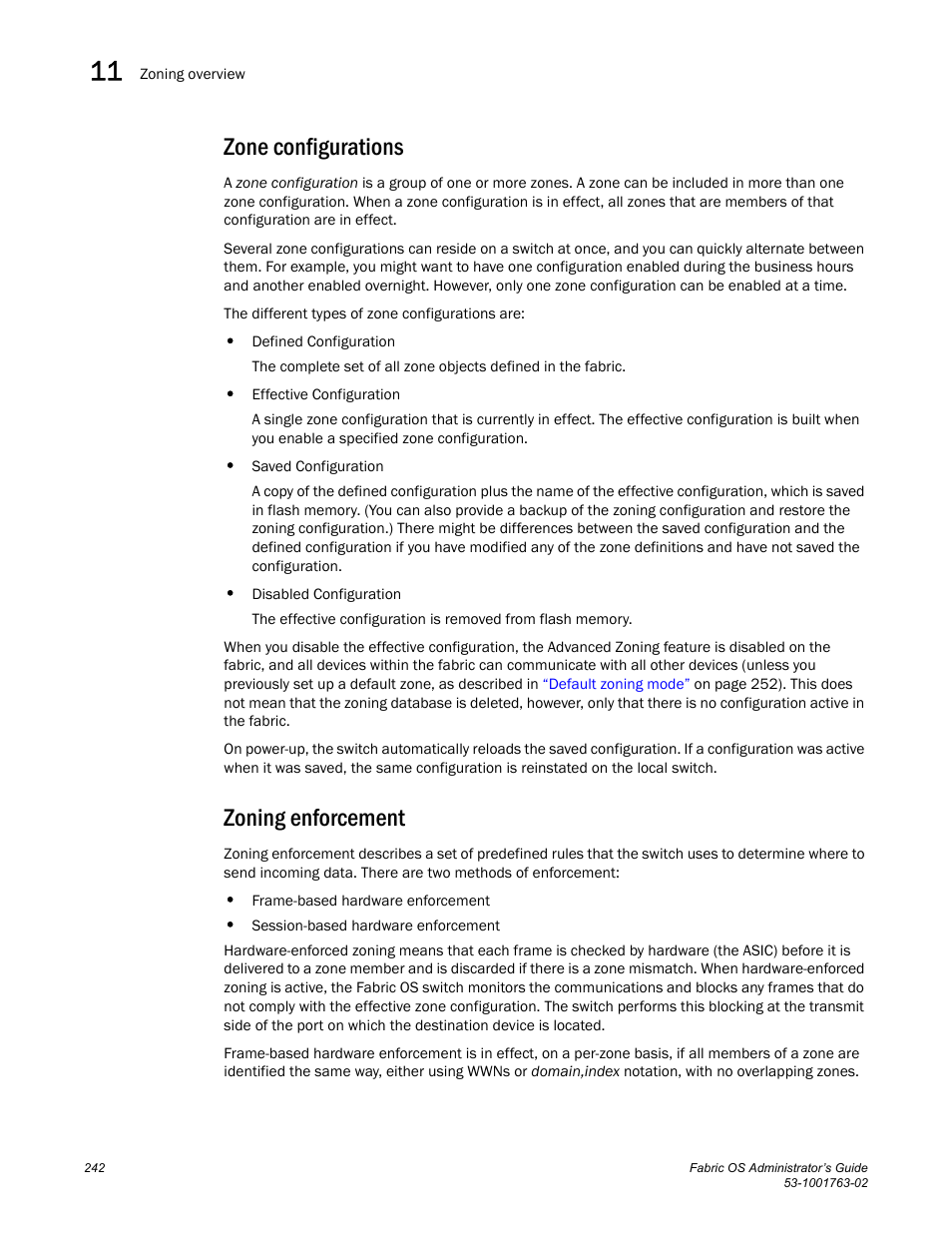 Zone configurations, Zoning enforcement | Dell POWEREDGE M1000E User Manual | Page 282 / 586