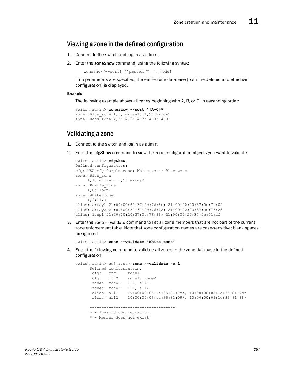 Viewing a zone in the defined configuration, Validating a zone | Dell POWEREDGE M1000E User Manual | Page 291 / 586