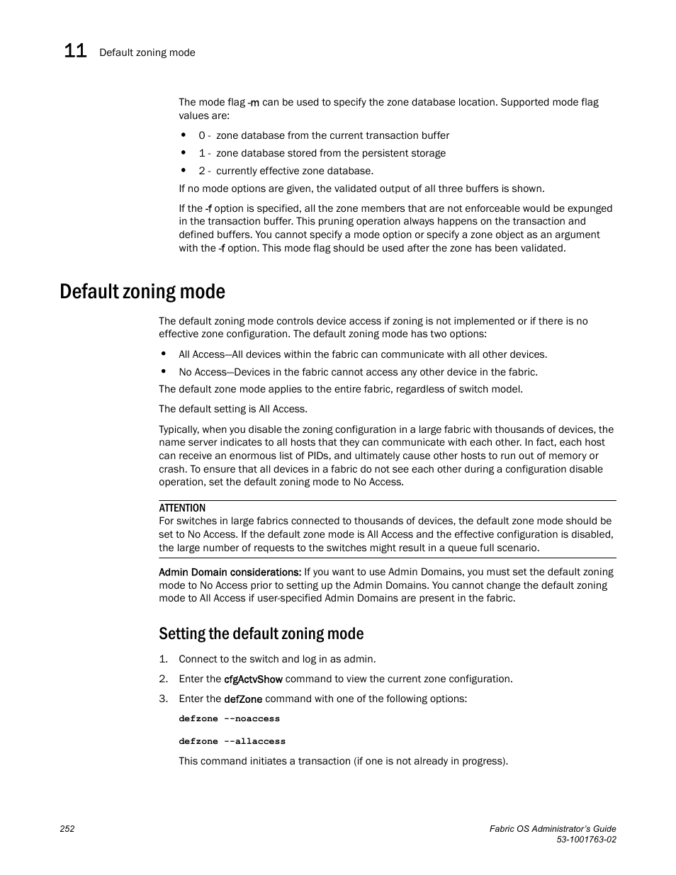 Default zoning mode, Setting the default zoning mode | Dell POWEREDGE M1000E User Manual | Page 292 / 586