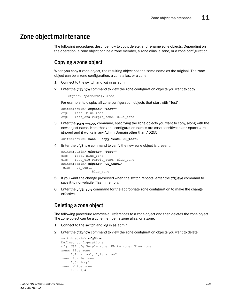 Zone object maintenance, Copying a zone object, Deleting a zone object | Dell POWEREDGE M1000E User Manual | Page 299 / 586