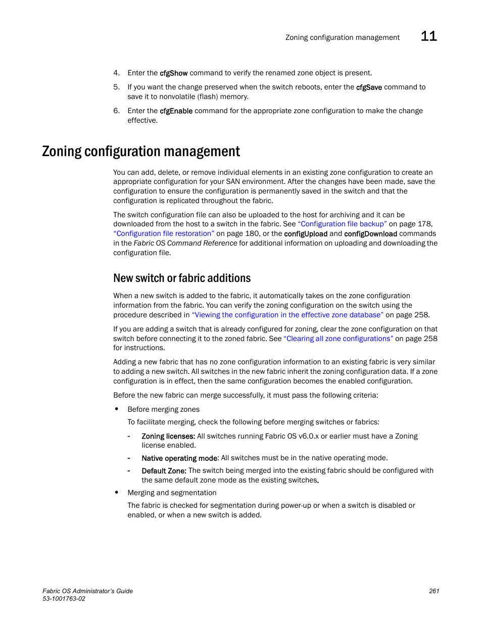 Zoning configuration management, New switch or fabric additions | Dell POWEREDGE M1000E User Manual | Page 301 / 586