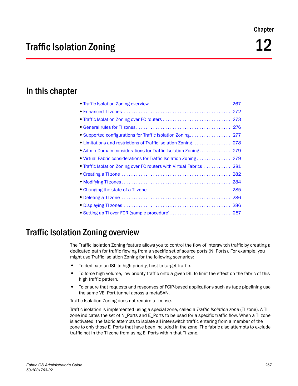 Traffic isolation zoning, In this chapter, Traffic isolation zoning overview | Chapter 12, Chapter 12, “traffic isolation zoning, C. see, Traffic isolation, Zoning | Dell POWEREDGE M1000E User Manual | Page 307 / 586