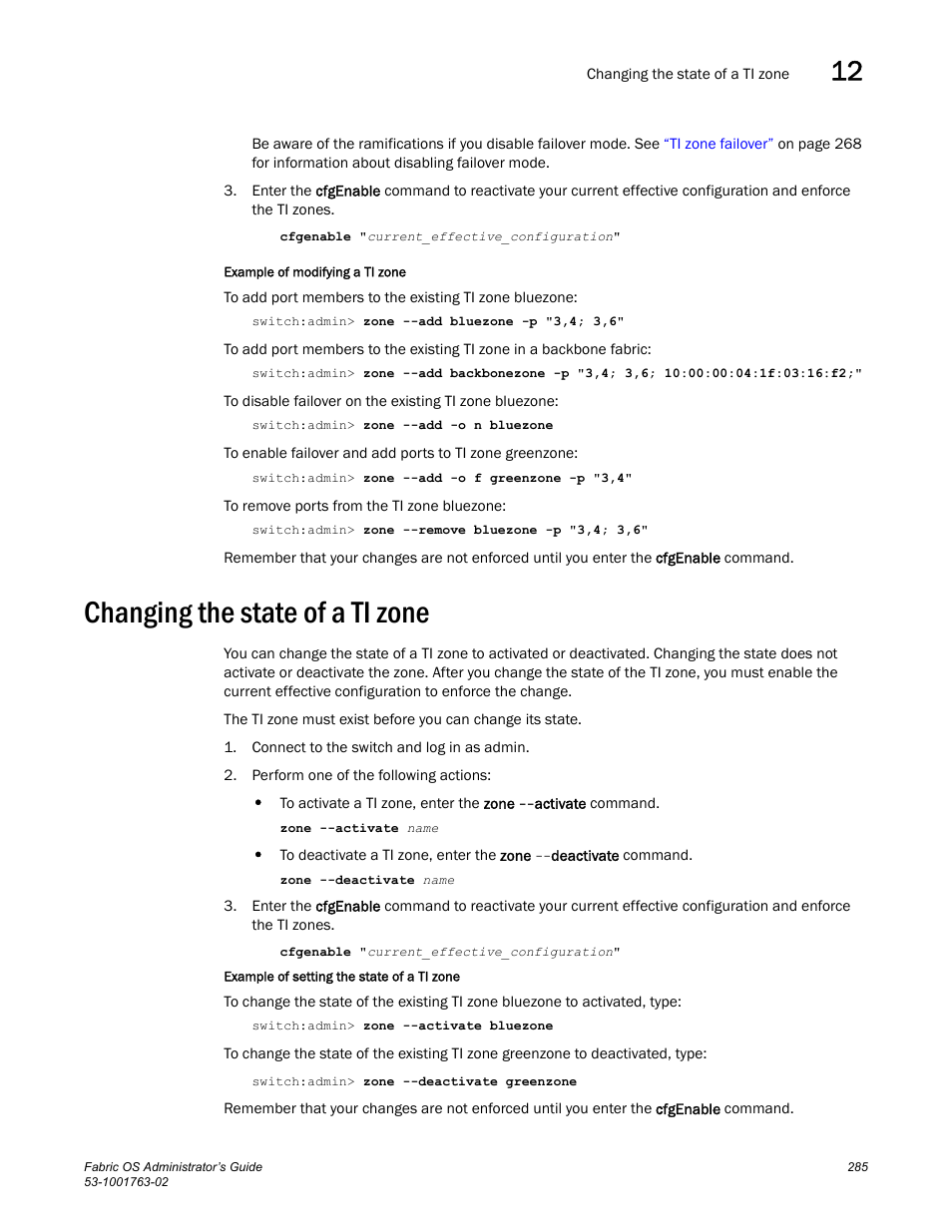 Changing the state of a ti zone | Dell POWEREDGE M1000E User Manual | Page 325 / 586