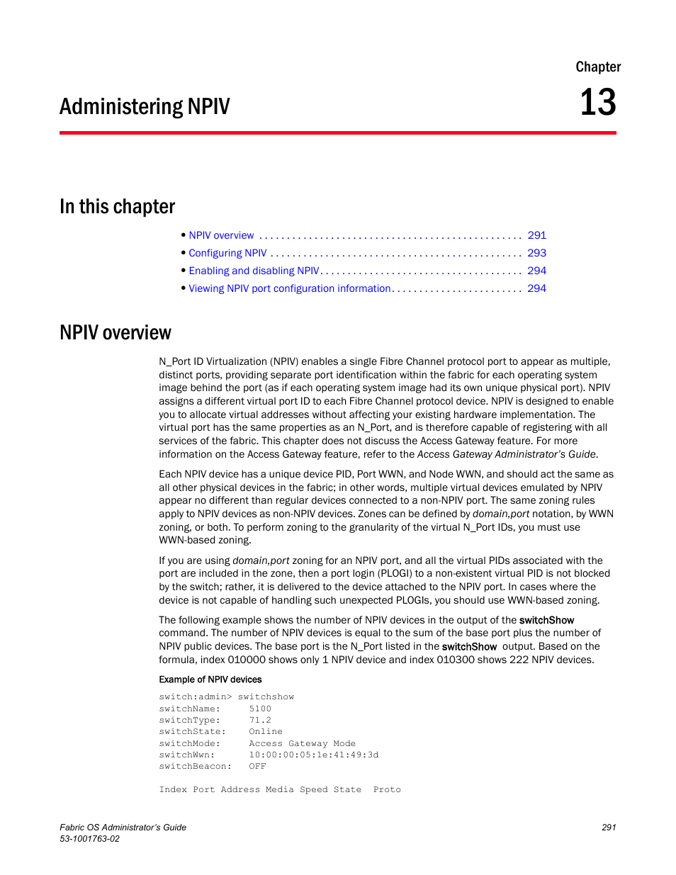 Administering npiv, In this chapter, Npiv overview | Chapter 13, Chapter 13, “administering npiv | Dell POWEREDGE M1000E User Manual | Page 331 / 586