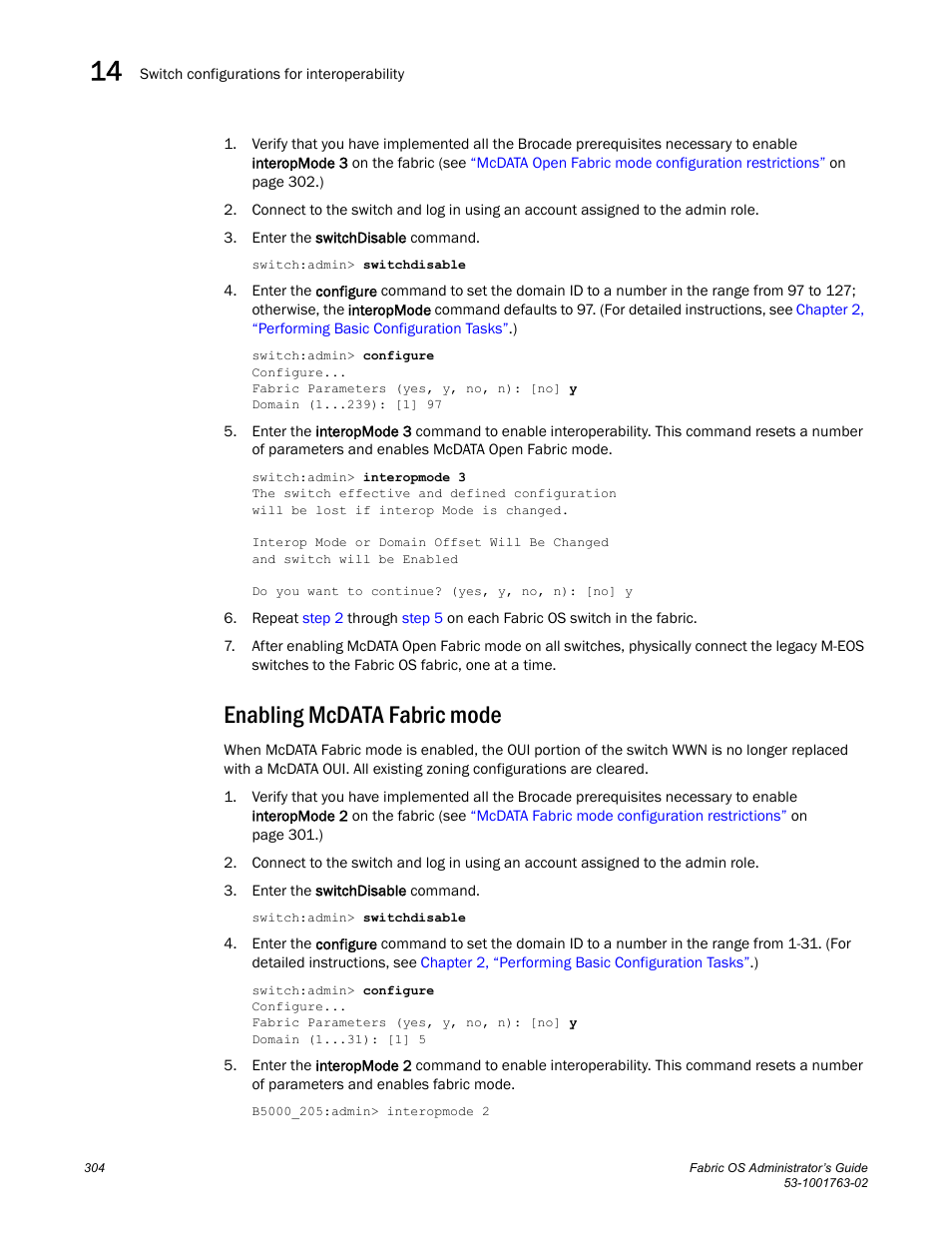 Enabling mcdata fabric mode | Dell POWEREDGE M1000E User Manual | Page 344 / 586