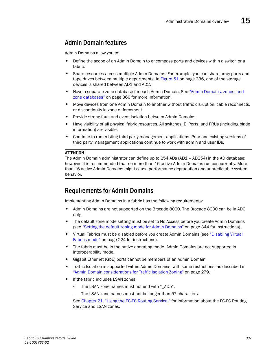 Admin domain features, Requirements for admin domains | Dell POWEREDGE M1000E User Manual | Page 377 / 586