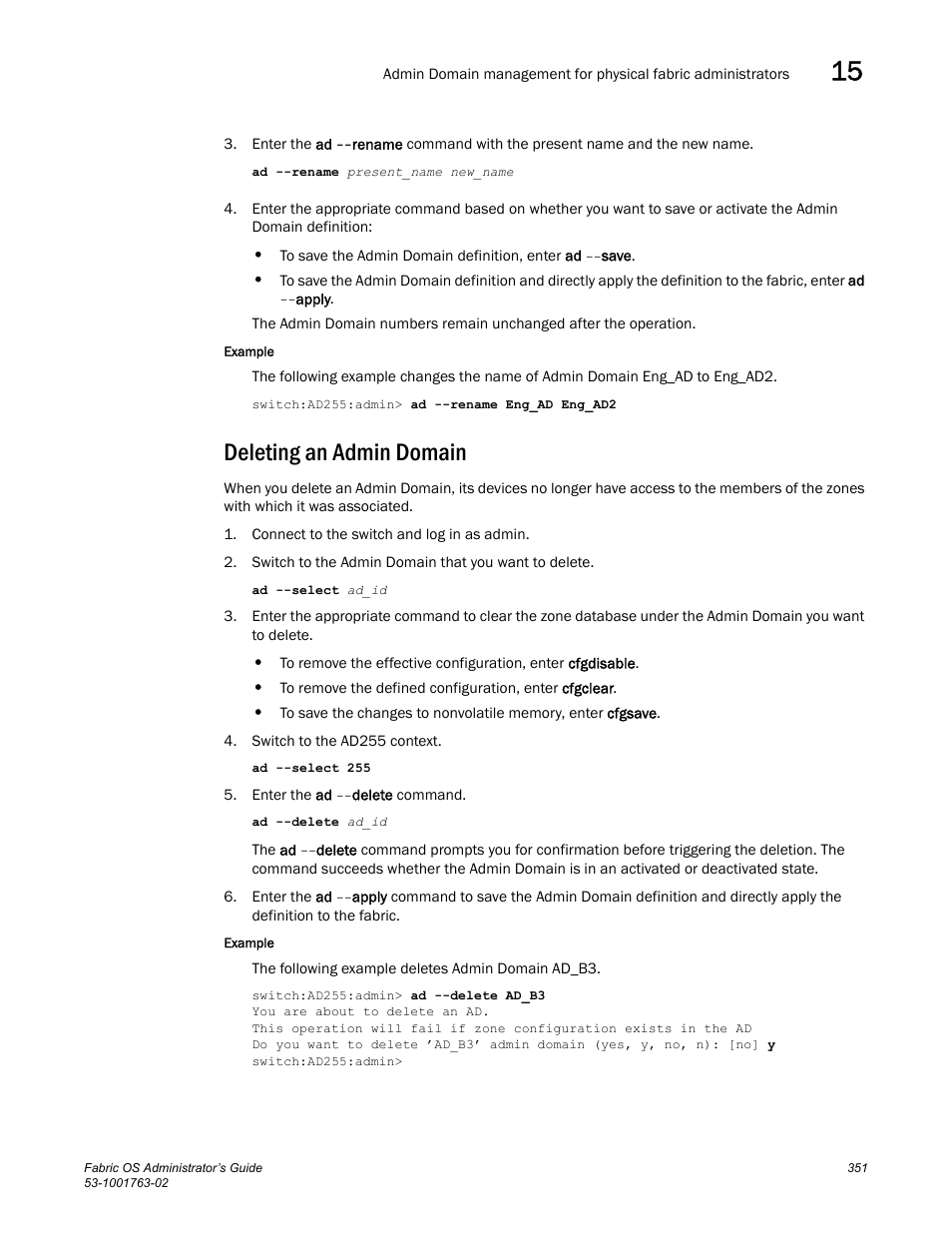 Deleting an admin domain | Dell POWEREDGE M1000E User Manual | Page 391 / 586