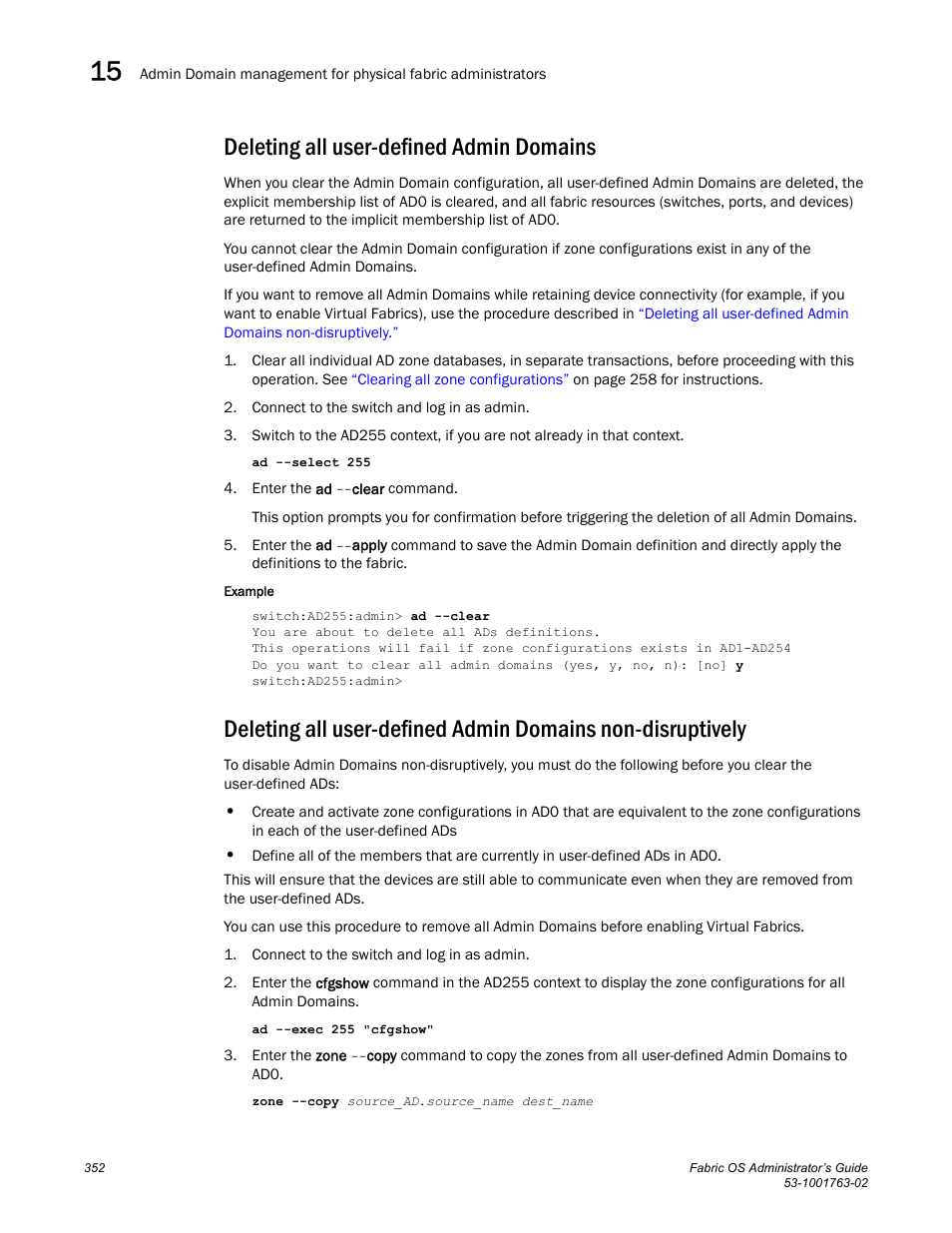 Deleting all user-defined admin domains, Described in, Non-disruptively | Dell POWEREDGE M1000E User Manual | Page 392 / 586